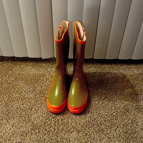FAMU Shoes Copy Brand New Famu Rain Boots Orange And Green Pin Stripes Poshmark